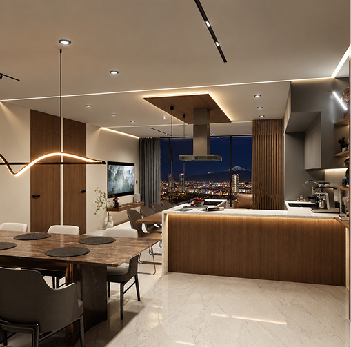 Interior de residencia en Torre Montenegro